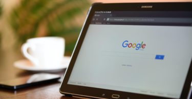 black samsung tablet on google page