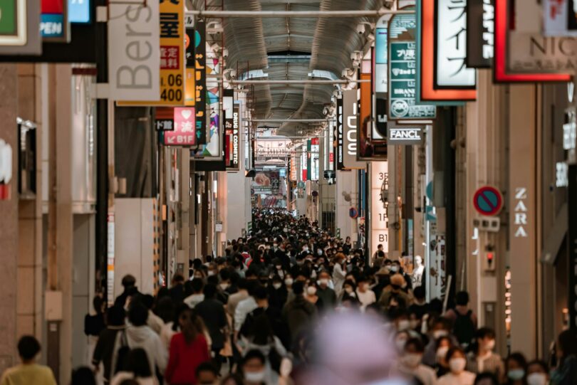 crowded alley in osaka japan
